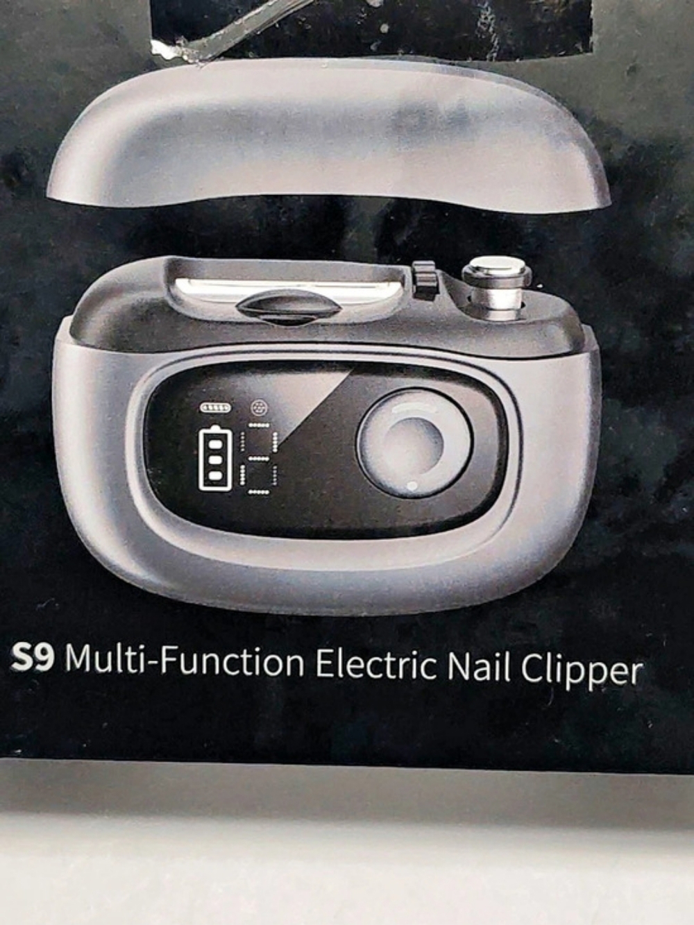 GAGUUSU Electric Nail Clipper Adjustable Width, LED Light, Smart Nail File,Black